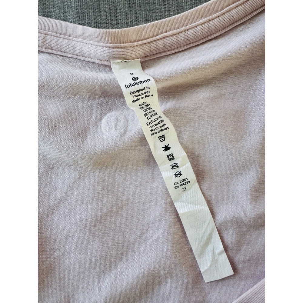 Lululemon Pink Pima Cotton Love V-Neck Tee Size 8 Athletic‎ Yoga Top - Picture 4 of 6